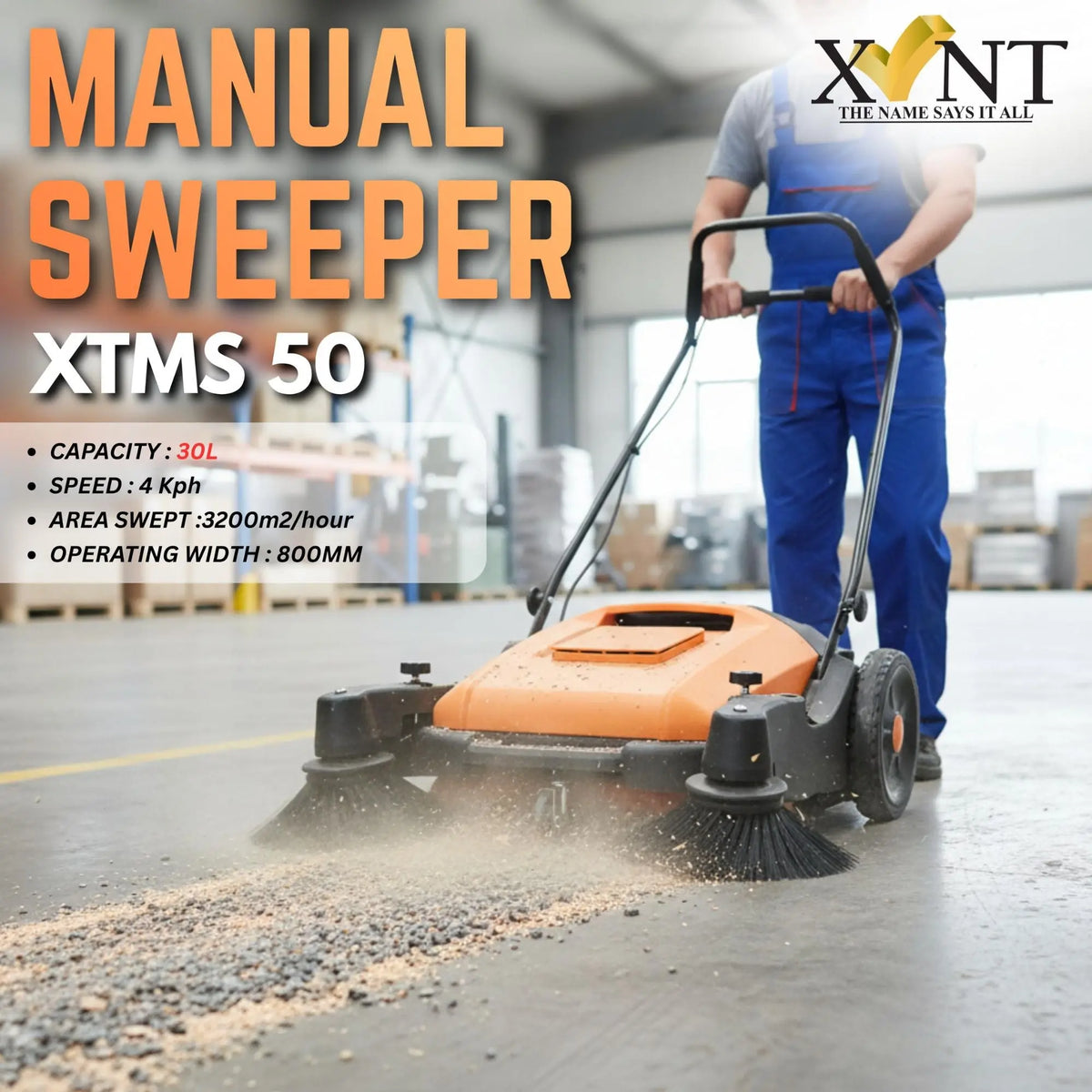 Sweeder Files XLNT 30L Manual Sweeper XTMS 50 | High-Capacity Floor Sweeper for ...